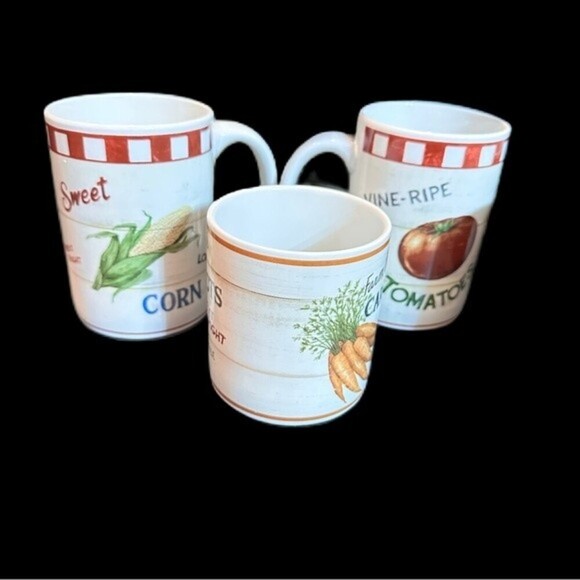 Sakura&Home Trends Farm Fresh Mug Set Carrots Corn Tomatoes Apples Strawberries - Picture 9 of 16